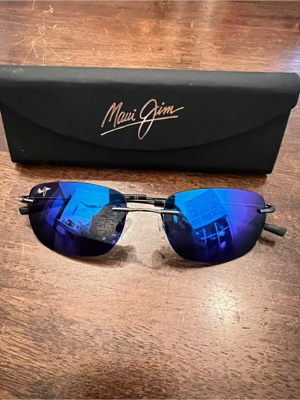 Maui Jim Ohai B334-02D Polarized Blue Hawaiian rimless sunglasses